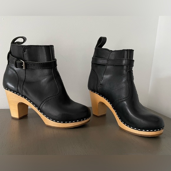 Swedish Hasbeens Black Platform Boots Size 36 - Picture 2 of 8